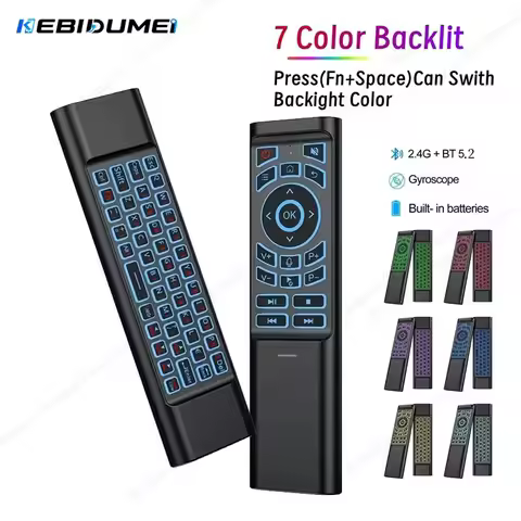 KEBIDUMEI 7 Color Air Mouse Remote Control Gyroscope Backlit BT5.2 2.4G IR Learning Keyboard Mouse F