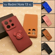 Carristo Xiaomi Redmi Note 13 5G Simple Back Silicone Case with Bear Stand I-Ring Ring Soft TPU Cover Casing Phone Mobile Colorful Cute Housing