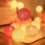 棉線球燈 棉線燈 LED 房間裝飾 擺飾 燈串 燈條 棉線球 球燈 少女 網美 裝置藝術 夜燈