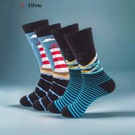 1 Pair Of Men's Nautical Lighthouse Theme (With Seaside & Wave Patterns) Cartoon Printed Contrasting