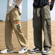 [H2O] [1766 People Collection] Men Khaki Straight Overalls Autumn American Retro Pants 2024 Casual L