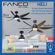 [YEOKA LIGHTS AND BATH] FANCO HELI CEILING FAN 56 Inch Ultra Silent DC Motor Ceiling Fan with 3 Tone LED Light and Remote Control