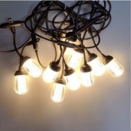 Kèm bóng Vàng Ấm bóng dù màu- Bộ đui đèn ngoài trời trang trí 5m hay 10m kèm 10 đui loại chống nước 