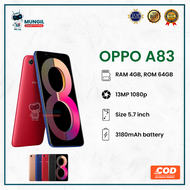 OPPO A83 Ram 4/64 GB Murah Fullset Garansi 1 Minggu Distributor Smartphone Android Main Rear Single Selfie Camera 13 Single 8 MP Li-ion 3180 mAh Batrai Harga 1 Jutaan
