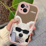 For Iphone Sunglasses dog cartoon makeup  mirror case iphone 12 PRO MAX/11/11 PRO/12/12 PRO/11 PRO MAX/12 MINI cover