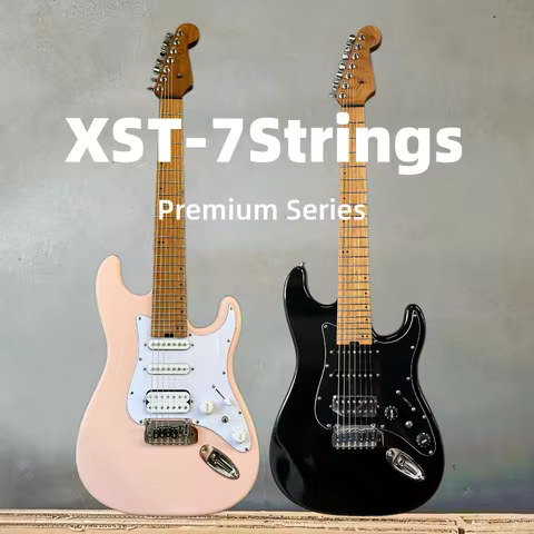 Premium Quality 7-String ST Electric Guitar with Alder Body Roasted Maple Neck HSS Pickups and Brass