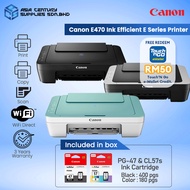 Canon Pixma E470 Black / Grey / Green All In One Wireless A4 Color Inkjet Printer ( Print Scan Copy 