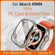 PC Hard Case for iWatch Ultra 49mm Tempered Glass Screen Protector with Full Coverage Case Slim Bumper Protective Case