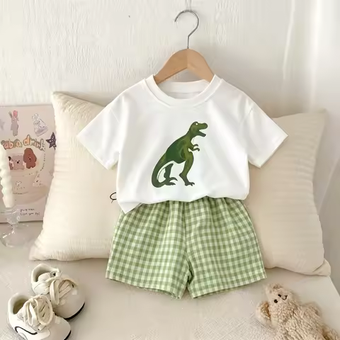 2piece/set Children's Clothes Summer Fashion Casual Short Sleeved Suit Cartoon T-shirt + Shorts Kids