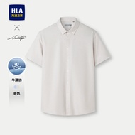 เสื้อเชิ้ตแขนสั้นผู้ชาย HLA Oxford Cloth ลายพิมพ์ ทรงปกติ ระบายอากาศได้ดี ฤดูร้อน 2025 คอโปโล กระดุม