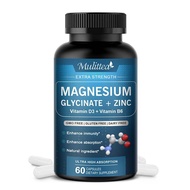 Mulittea Magnesium Glycinate 500mg Kapsul dengan Zink Vitamin D3 & B6 - Menggalakkan Fungsi Saraf, U