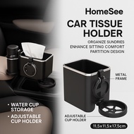Multifunctional Car Tissue Box Holder & Cup Holder Organizer Adjustable, Universal Fit for Car Cup H