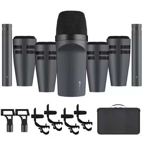 Kick Drum Microphone E608 7-Piece Drums Kit For Bass Snare Drums, Toms & Cymbals Studio Recording An