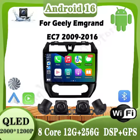 9 Inch QLED DSP Android 16 For Geely Emgrand EC7 2009-2016 Car Audio Player Autoradio Stereo Carplay