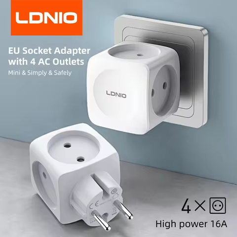 LDNIO EU Socket Extender Adapter 1 to 4 Multi-Outlets High Capacity Power 16A 2Pin Plug Electrical E