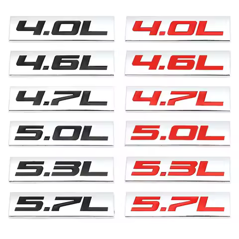 3D Metal 4.0L 4.6L 4.7L 5.0L 5.3L 5.7L Car Emblem Trunk Sticker Decal for BMW CHEVROLET FORD DODGE T