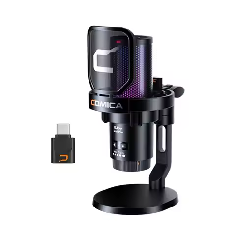COMICA Wireless Microphone With RGB Lights For PC Laptop Smartphone Noise Cancellation Condenser Mic