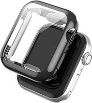 Generic TPU Watch Case Compatible with Apple Watch Case 40mm Series 6 Series 5 with Screen Protector, Soft Transparent TPU All-Around Protective Case for iWatch Series 4 40mm,Black,40mm