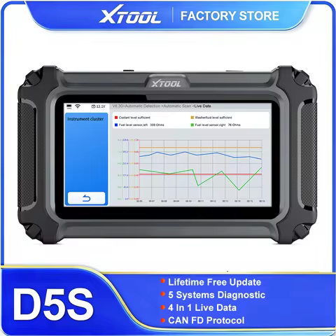 XTOOL D5S Car ABS EPB SRS Engine Systems Diagnostic Tool Live Data 16 Reset Functions OBD2 Scanner L