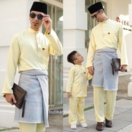 BAJU MELAYU MODEN KUNING LEMBUT KUNING CAIR SOFT YELLOW BABY YELLOW DEWASA AYAH ANAK BAPA BUDAK KANAK KANAK PEARLSKIN