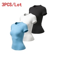 3Pcs Wholesale Womens T-Shirt Slim Short Sleeve Stretchy Soft Basic Top Casual Daily O-Neck Summer F