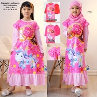 OP - GAMIS ANAK PRINTING SET HIJAB 3-11 TAHUN/ BAJU NGAJI ANAK PEREMPUAN MUSLIM MOTIF BOBA BUBBLE FR