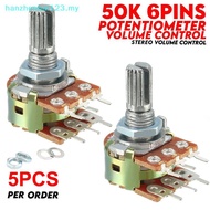 hanzhenhai123   5Pcs/Set WH148 50k 6Pins Shaft Amplifier Dual Stereo Potentiometer 10K Ohm Universal