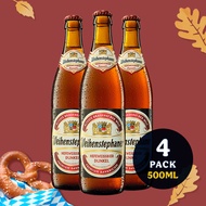 Weihenstephaner Dunkel Hefeweissbier Dark Wheat Ale - Pack of 4 x 500ml Bottles [German Beer]