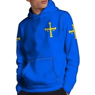 Asturies Hoodie Percuma Nama Buatan Tersuai Oviedo Gijon Sweatshirt Cetak Bendera Perkataan Mieres L