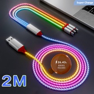 DISOUR Cáp Phát Sáng 3 Trong 1 6A 66W Cáp Dữ Liệu Siêu Sạc Cho Micro 8Pin Type C USB C Sạc Nhanh 2.4