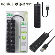 USB 3.0 Hub with Individual Power Switches and LEDs 7 USB Hub, USB Hub 3.0 with Power Supply Adapter