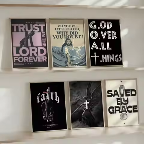 Bible Verse Jesus Christ Christian Poster Self-adhesive Art Waterproof Paper Sticker Coffee House Ba