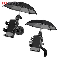HIMISS Motorcycle Cell Phone Holder Mount Navigation Bracket, 360° Rotation Adjustable Mobile Phone Stand Clamp With Mini Umbrella, Rain And Sun Protection