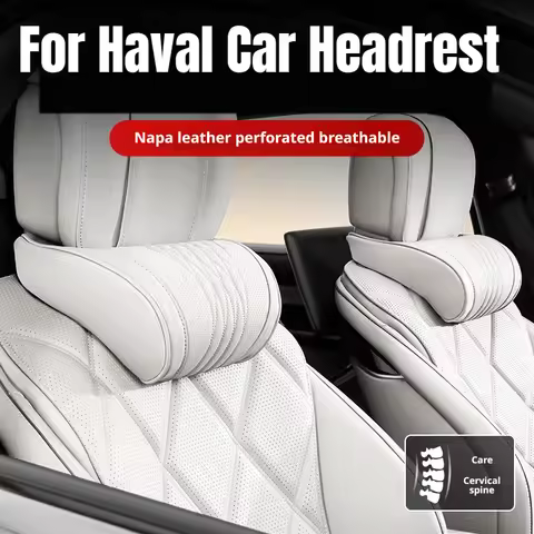 For Haval Nappa Leather Car Neck Pillow Fit H6 H6‑GT Jolion Dargo F7 F7X H9 M6 Memory Foam Car Waist