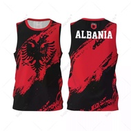 Men Basketball Sports Albania Flag Running Fitness Multifunction Jersey Sleeveless shirt Custom Name