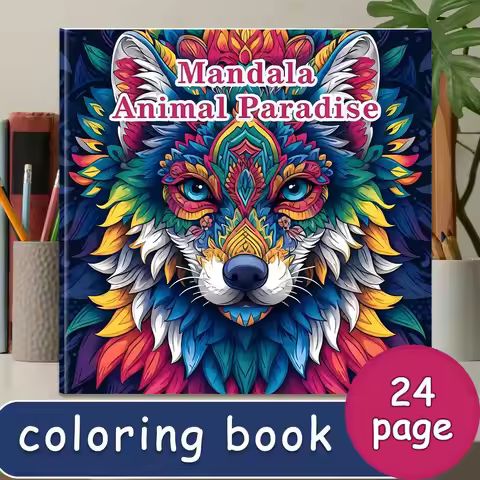 2026 New Mandala Animal Paradise Coloring Book 24 Pages Wildlife Zentangle Art for Adults Stress Rel