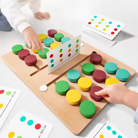 Color Matching Kids Game Montessori Sliding Puzzle Board Memory Game Brain Teaser Travel Toys For Bo