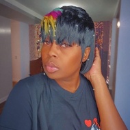 10A เกรดวิกผมมนุษย์แท้ วิกผมสั้น Pixie Cut ผมสั้นวิกผมมนุษย์สีผสมสีหลายสี ไร้กาว วิกผมบ็อบ Pixie Cut