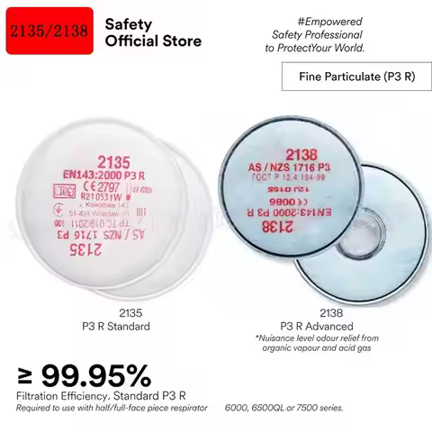 2135 & 2138 P3 R Filter/ Replacement of 2091 2097 6000 6500QL 7500 Series Respirator Organic Mercury