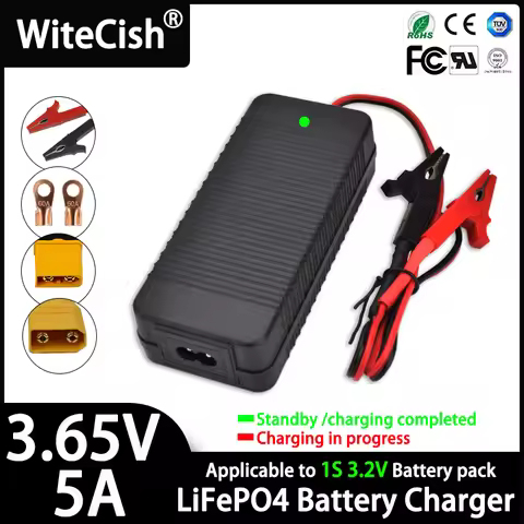 3.65v lifepo4 charger 5A for 3.2V 3.3V 1S lifepo4 Battery Cell Charger with Clip/Copper nose/XT60/XT