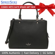 Kate Spade Handbag In Gift Box Crossbody Bag Leila Pebbled Leather Medium Triple Compartment Satchel Black # WKR00335