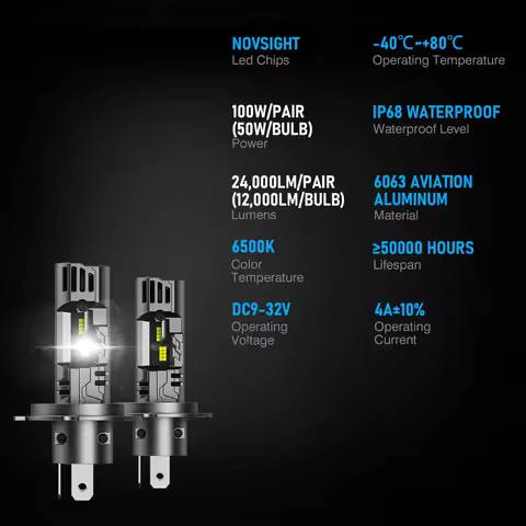 NOVSIGHT A500 N99 H4 LED Headlight For Car H7 LED H11 9005 9006 6500K 24000LM 100W 9-32V LED Auto He