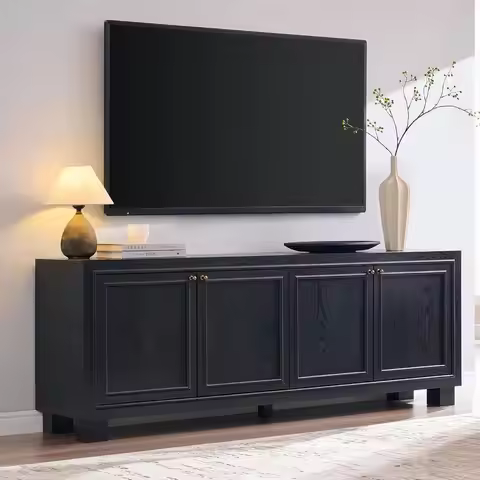Farmhouse TV Stand, 68" Entertainment Center with 2 Base, Media Console Table for Living Room, TV Co