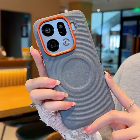 For OPPO Find X9 Pro Case Hard PU Wave Magnetic Wireless charging Protective Back Cover Case For Fin