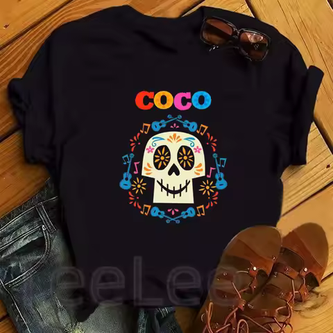 Cartoon Coco Printed Letter T-Shirts Women Seize Your Moment Tshirt Female Harajuku Aesthetic Tops G