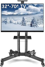 Home Office Floor TV Stand for 32 40 42 43 49 50 55 60 65 70 inch TV Universal Swivel Trolley Black Steel Load 75kg