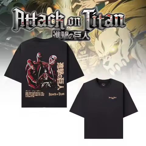 Attack on Titan Men's and Women's T-shirt Eren Yeager Anime Tee Summer Spring Boy's Short Sleeves Ba