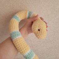 Yellow Snake plushie toy Amigurumi Crochet Stress Plush Worm stuffed plush