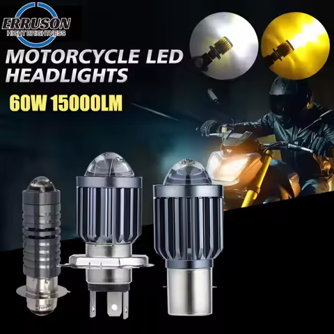 1pcs H4/P15D/BA20D Motorcycle Headlight 6000K Hi/Lo Beam Light Led lights for motorcycle Motorcycle 