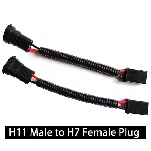 1 Pair H8 H11 Male To H7 Female Plug Conversion Wiring Harness Connector Car Headlight Fog Light Soc